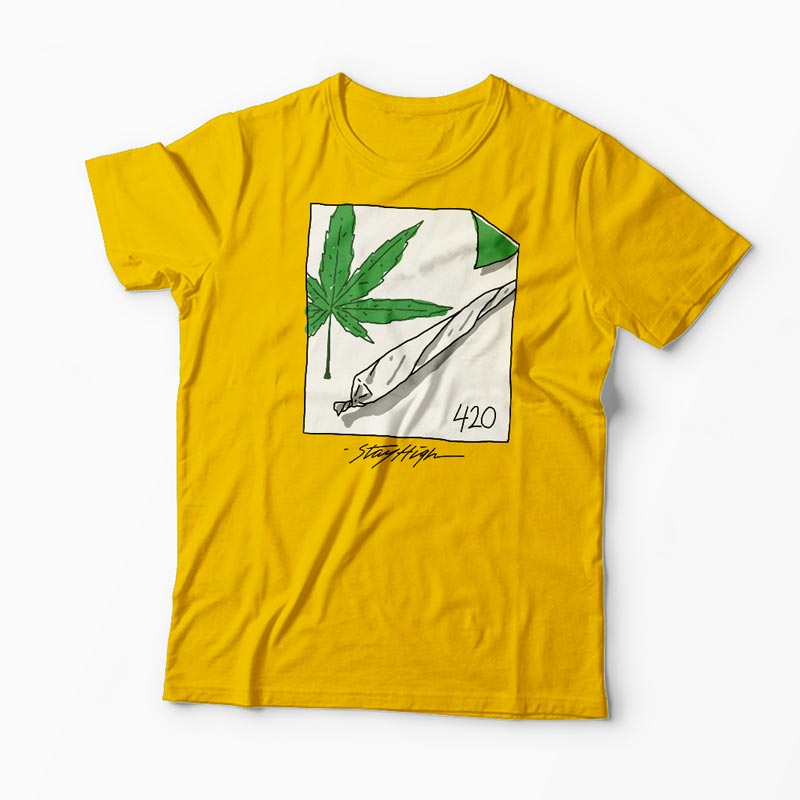 Tricou Personalizat Stay High - Bărbați-Galben