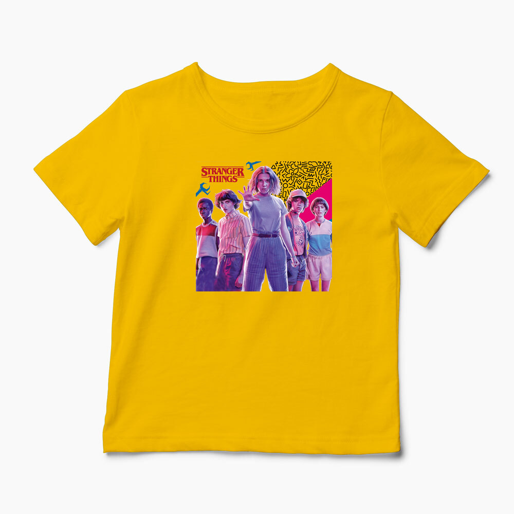 Tricou Personalizat Stranger Things 4 Gang - Copii-Galben