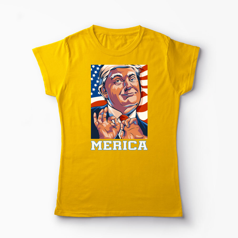 Tricou Personalizat Trump Merica - Femei-Galben