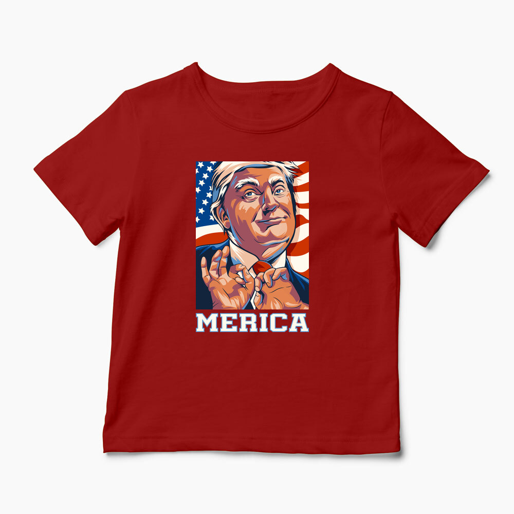 Tricou Personalizat Trump Merica - Copii-Roșu