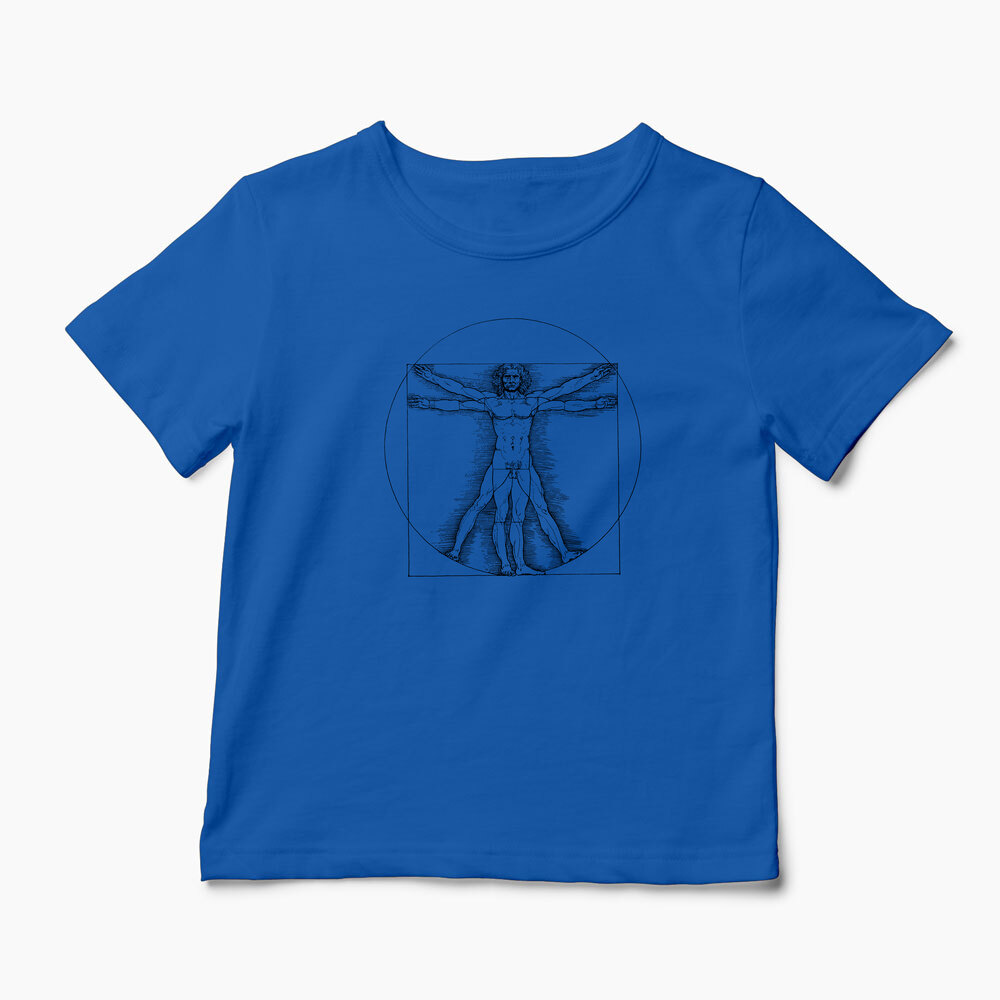 Tricou Personalizat Vitruvian Man DaVinci - Copii-Albastru Regal