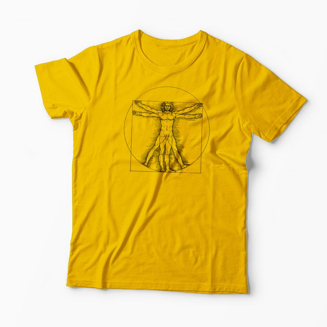 Tricou Personalizat Vitruvian Man DaVinci - Bărbați-Galben