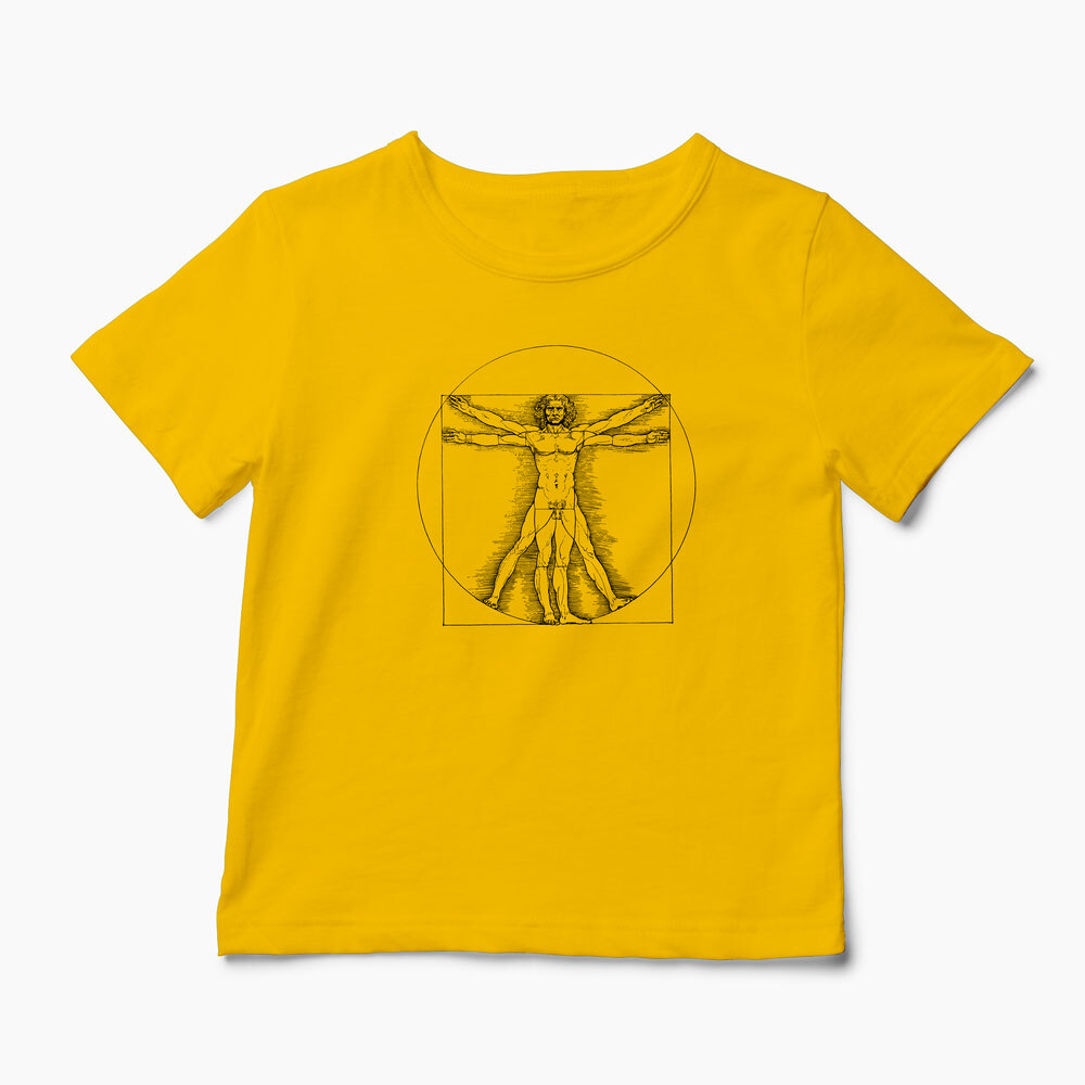 Tricou Personalizat Vitruvian Man DaVinci - Copii-Galben