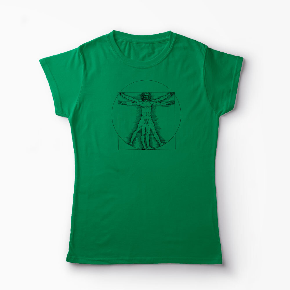 Tricou Personalizat Vitruvian Man DaVinci - Femei-Verde