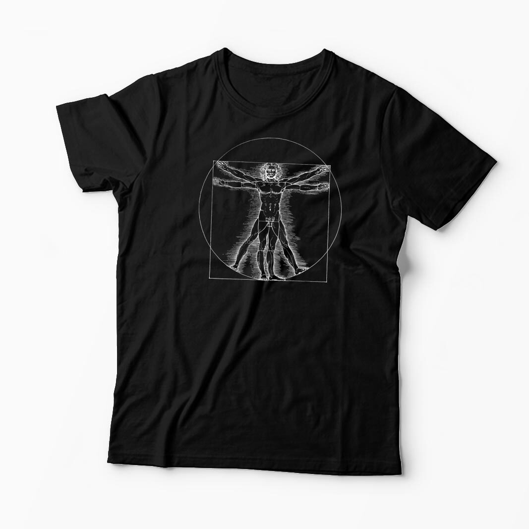 Tricou Personalizat Vitruvian Man DaVinci - Bărbați-Negru