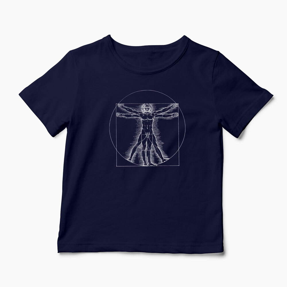 Tricou Personalizat Vitruvian Man DaVinci - Copii-Bleumarin