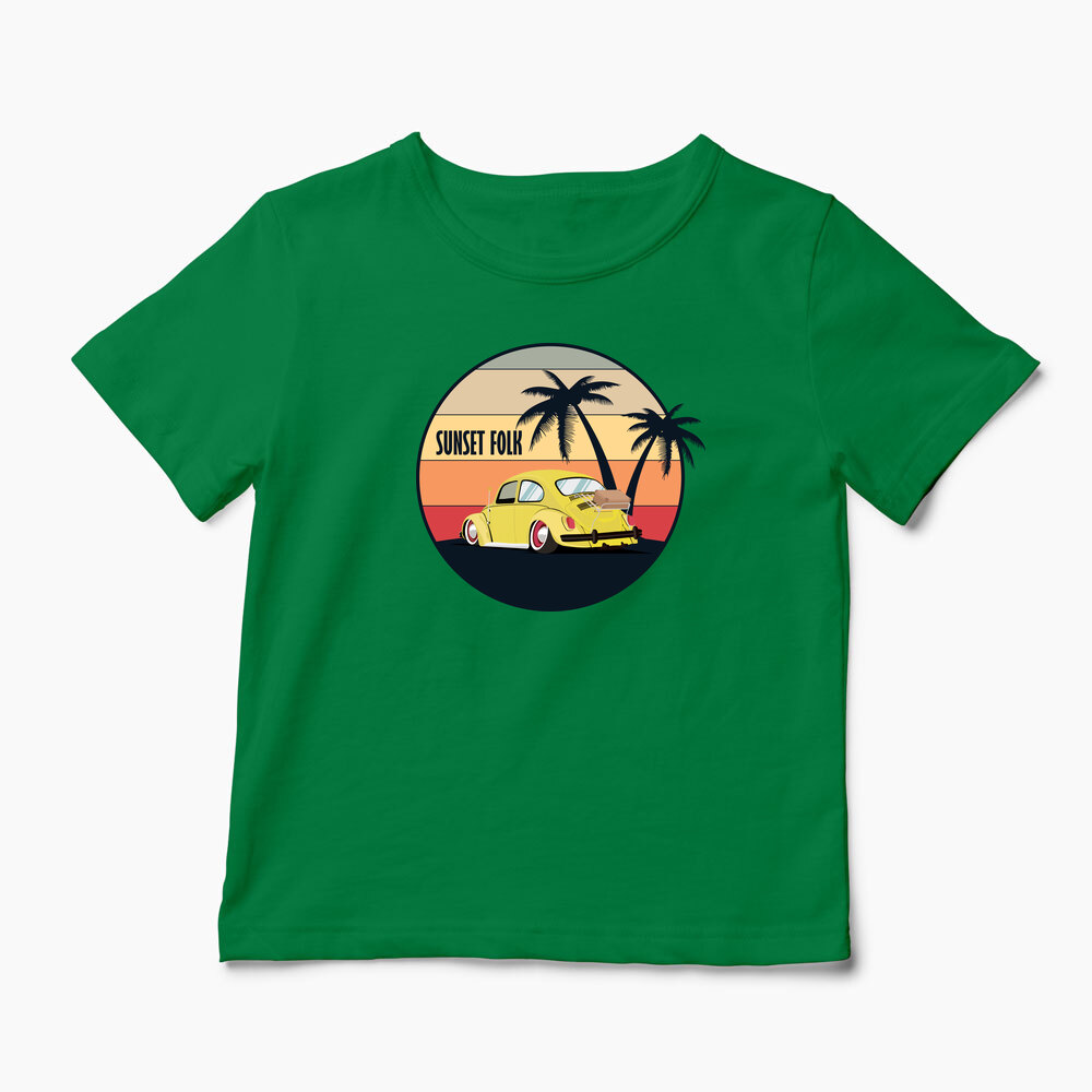 Tricou Personalizat VW Beetle Low Retro - Copii-Verde