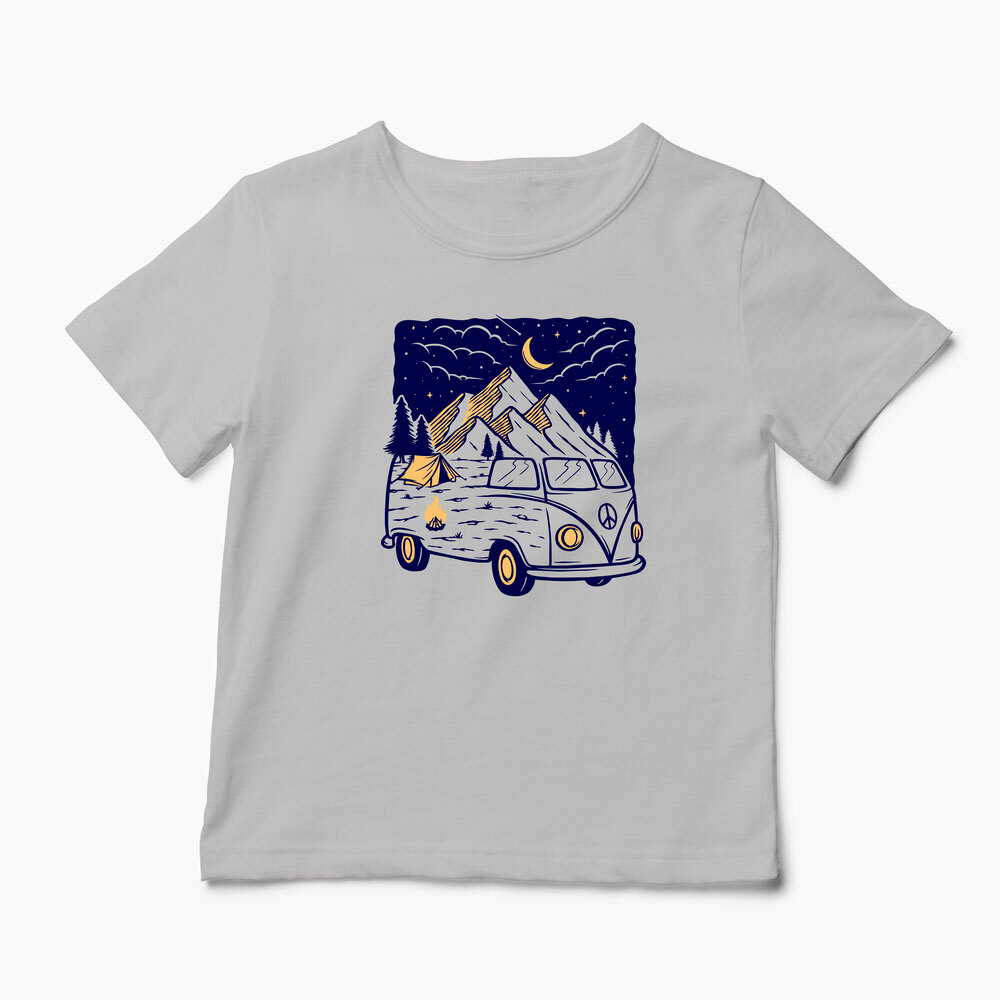 Tricou Personalizat VW T1 Rulotă Munți - Copii-Gri