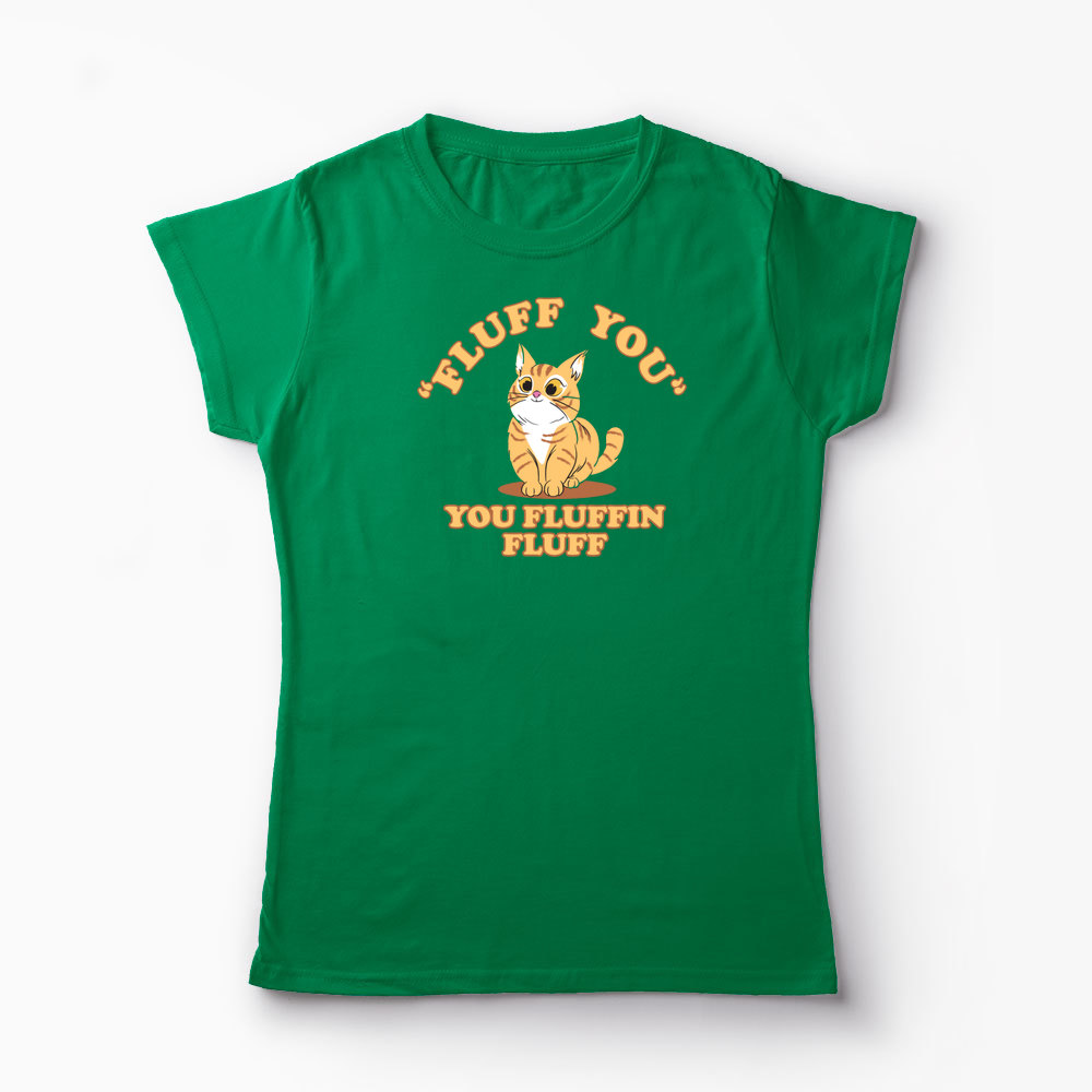 Tricou Pisică Fluff You - Femei-Verde