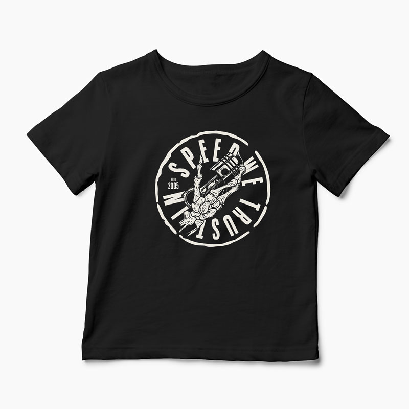 Tricou Piston Head In Speed We Trust - Copii-Negru