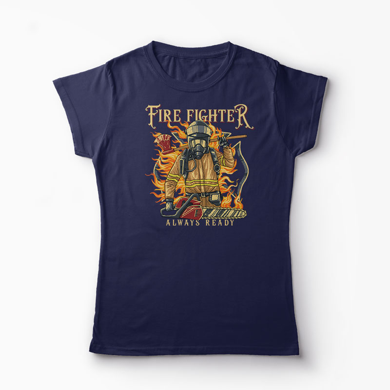 Tricou Pompier Mereu Pregătit - Femei-Bleumarin