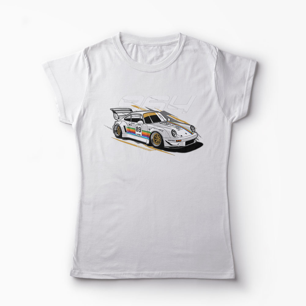 Tricou Porsche 964 RWB - Femei-Alb