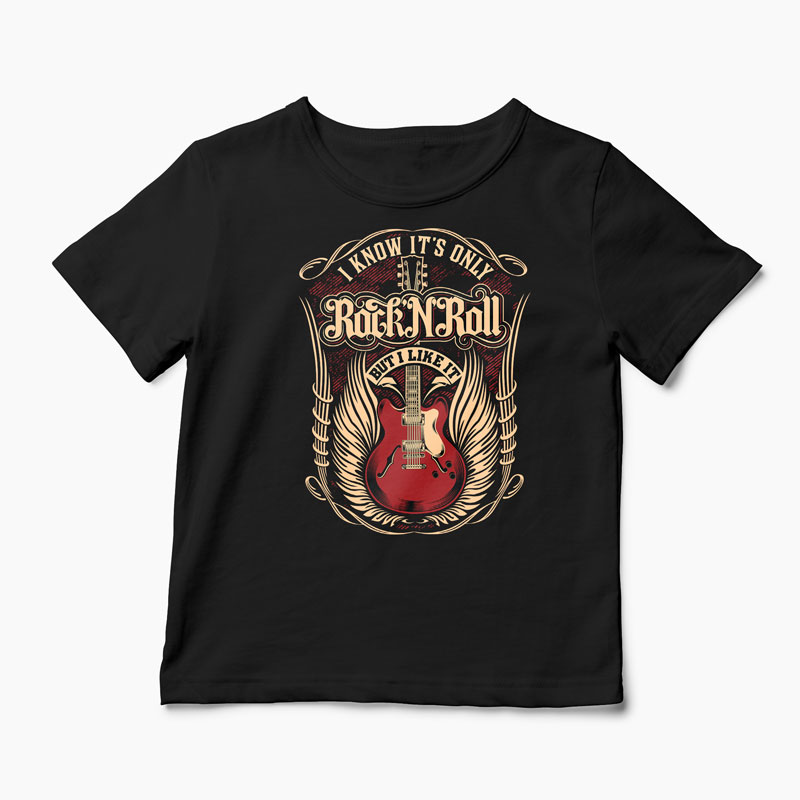 Tricou Rock n Roll I Like It - Copii-Negru