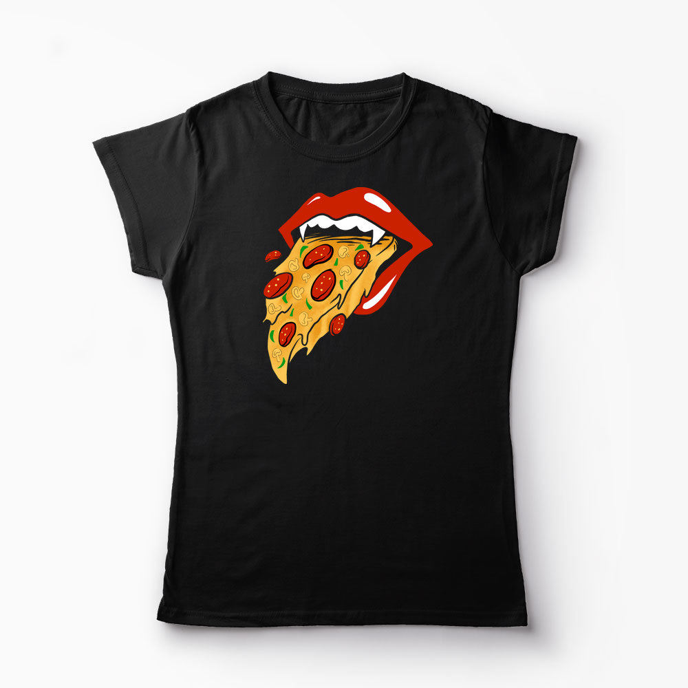 Tricou Rolling Stones Pizza - Femei-Negru