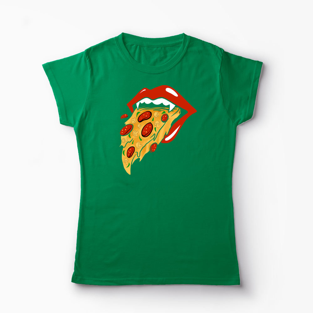 Tricou Rolling Stones Pizza - Femei-Verde