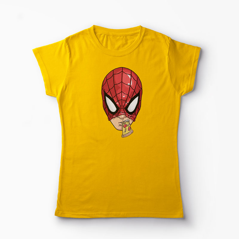 Tricou Spiderman Pizza - Femei-Galben