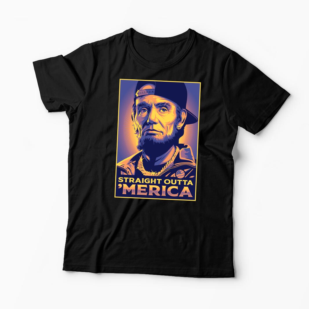 Tricou Straight Outta Merica - Bărbați-Negru