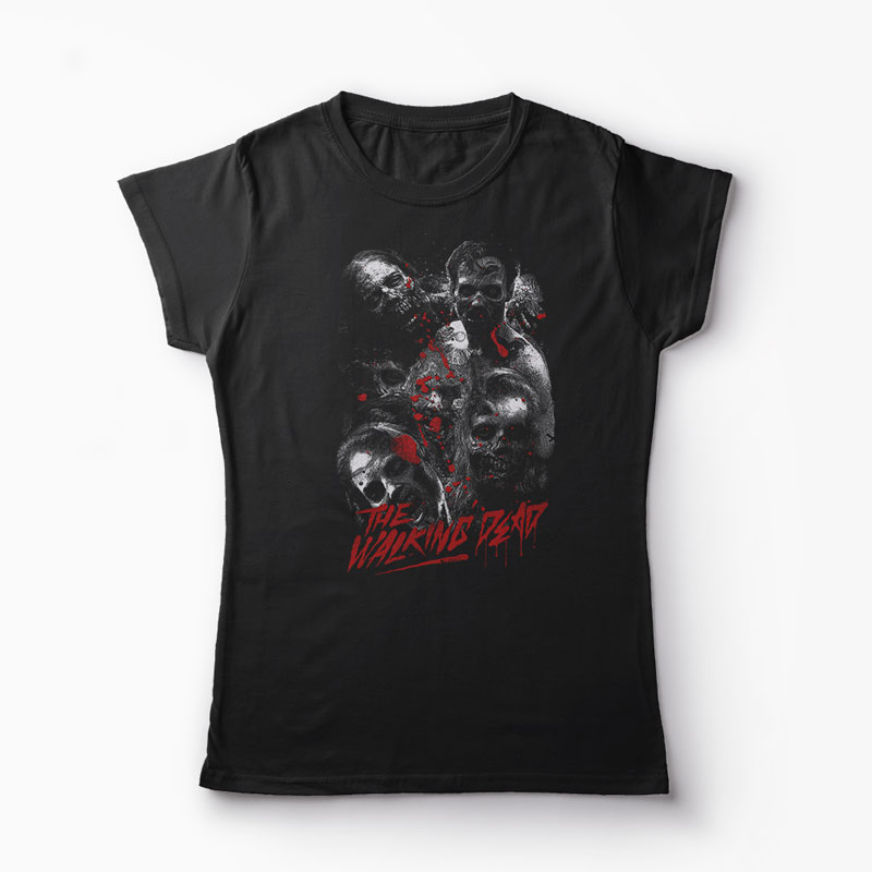 Tricou The Walking Dead Zombie - Femei-Negru