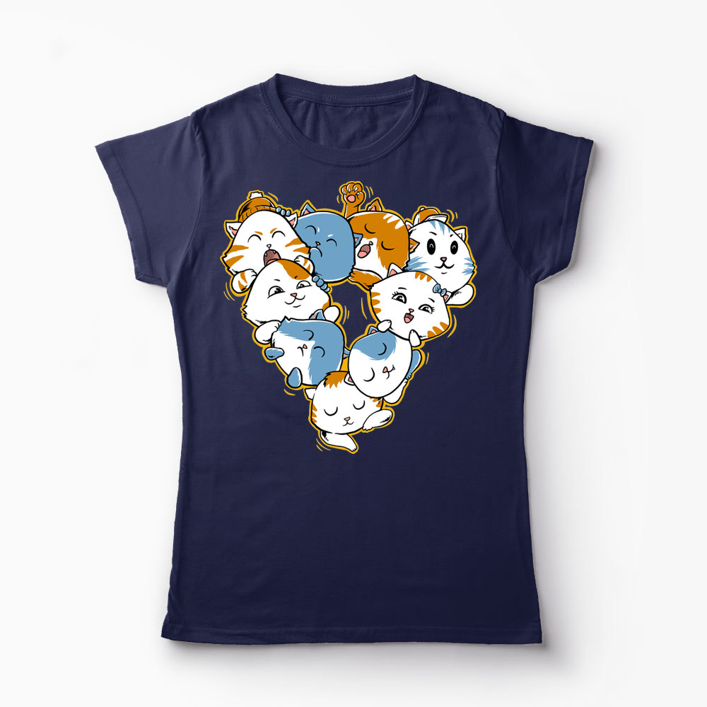 Tricou Triunghi de Pisici - Femei-Bleumarin