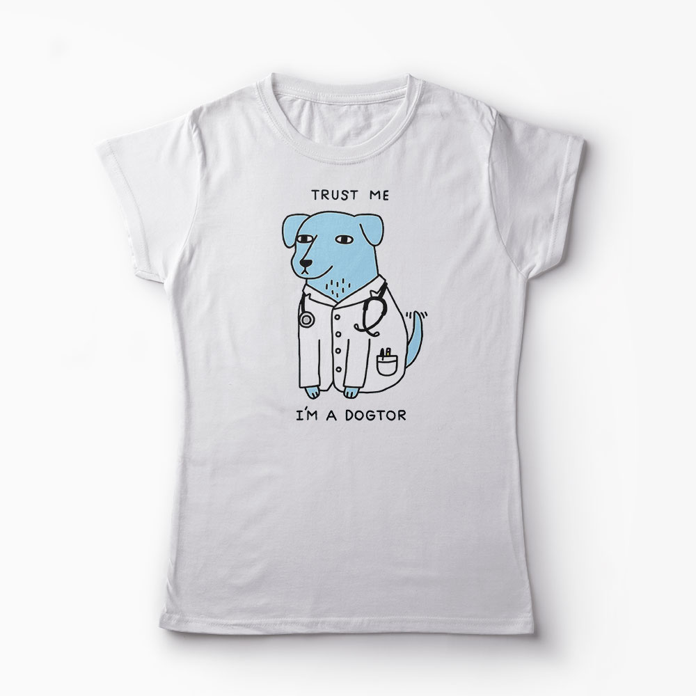 Tricou Trust Me I'm A Dogtor - Femei-Alb