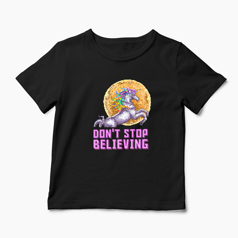 Tricou Unicorn Don't Stop Believing - Copii-Negru