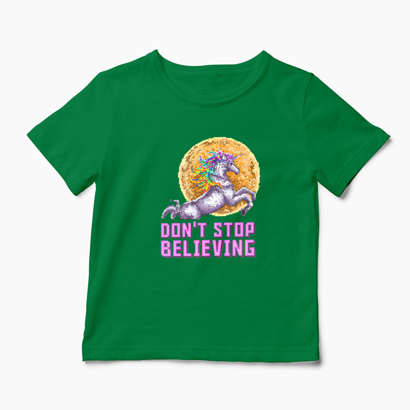 Tricou Unicorn Don't Stop Believing - Copii-Verde