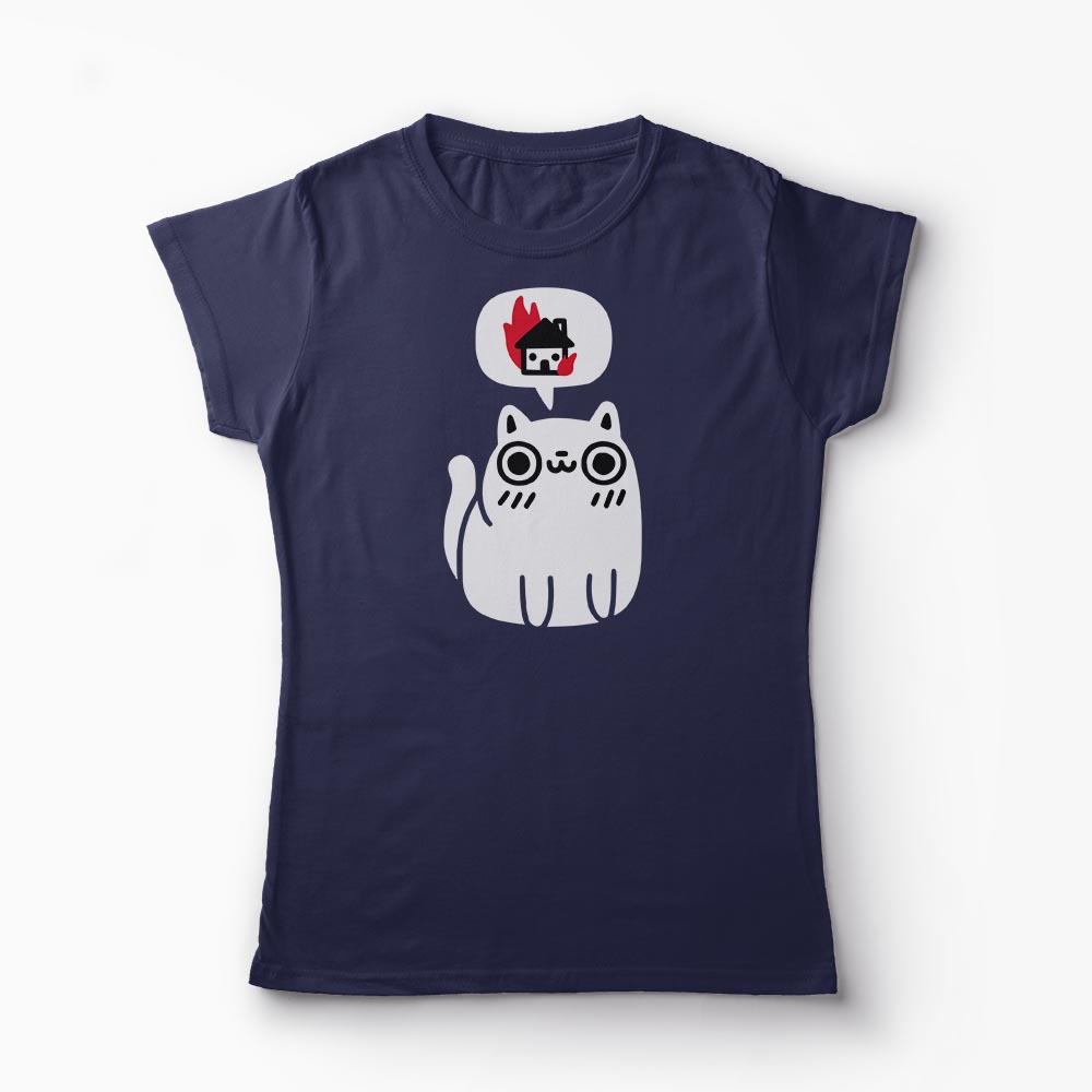 Tricou Pisica Viseaza Despre Distrugere - Femei-Bleumarin