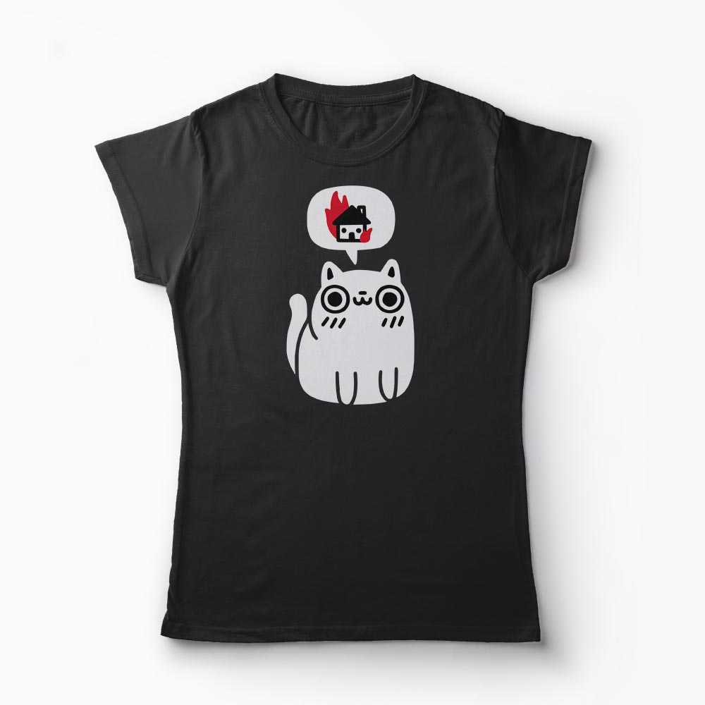 Tricou Pisica Viseaza Despre Distrugere - Femei-Negru