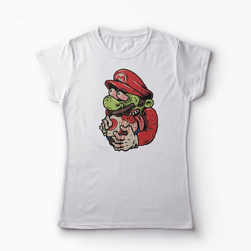 Tricou Zombie Mario - Femei-Alb