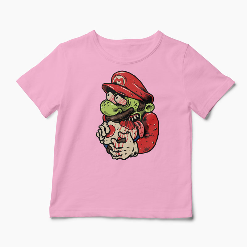 Tricou Zombie Mario - Copii-Roz